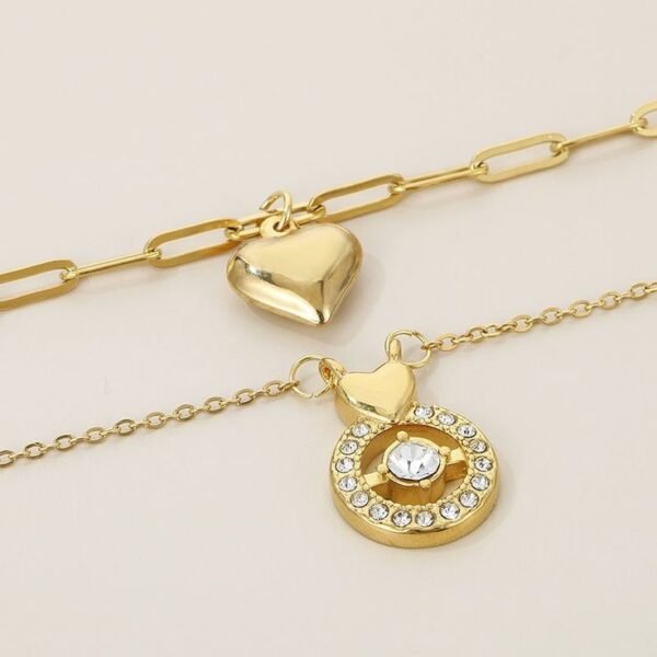 Stainless Steel Inlay Zircon Layered Necklaces