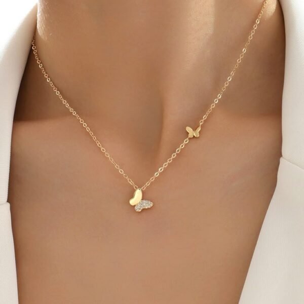 Rhinestone Butterfly Charm Necklace
