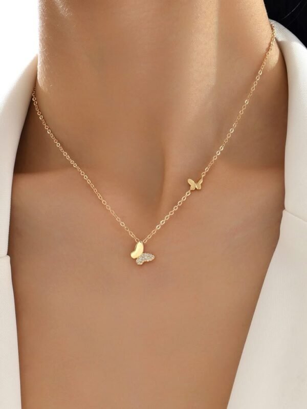Rhinestone Butterfly Charm Necklace