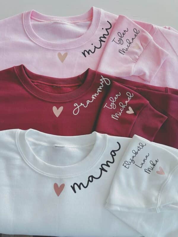 Personalized Neckline Mom Mama Sweatshirt