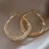 Golden Twisted Hoop Earrings