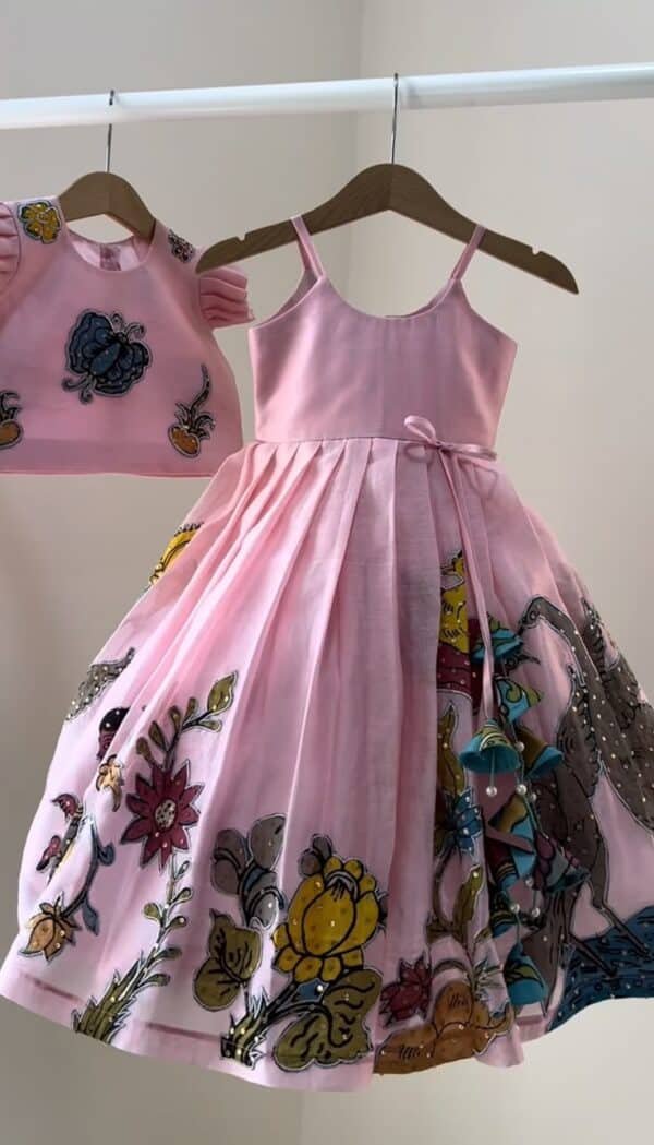 New Stylish Floral Pleated Partywear Gown for Girls