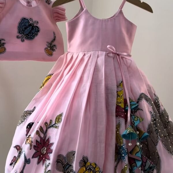 New Stylish Floral Pleated Partywear Gown for Girls