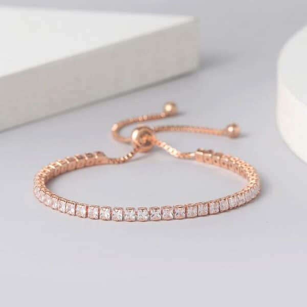 Geometric Copper Inlay Zircon Bracelet