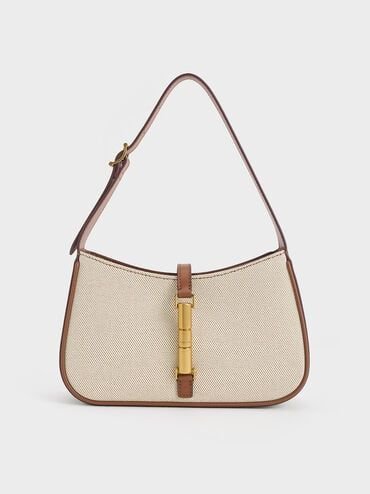Cesia Canvas Metallic Accent Shoulder Bag