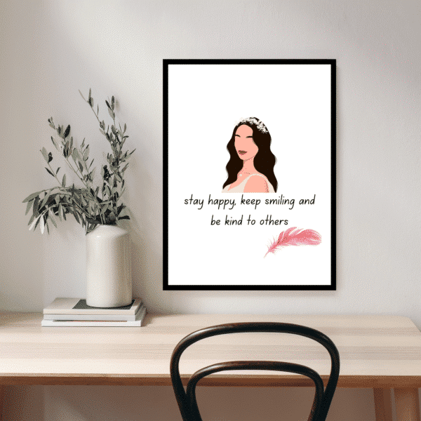 Stay Happy Printable Wall Art for Girls, Digital Downloads