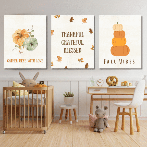 Thankful, Grateful, and Blessed Printable Wall Art, Digital Downloads