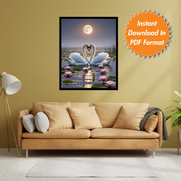 Beautiful Swan Printable Wall Art for Home, Office, Digital Downloads