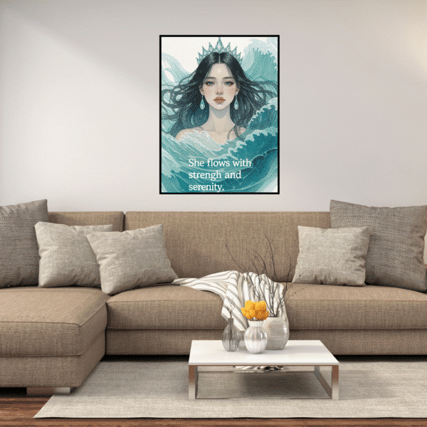 She Flows with Strength and Serenity Printable Wall Art, Digital Downloads