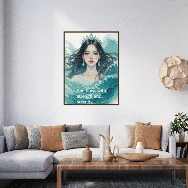 She Flows with Strength and Serenity Printable Wall Art, Digital Downloads