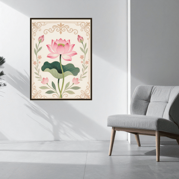 Lotus Painting Wall Art Design for Diwali Festival, Digital Downloads