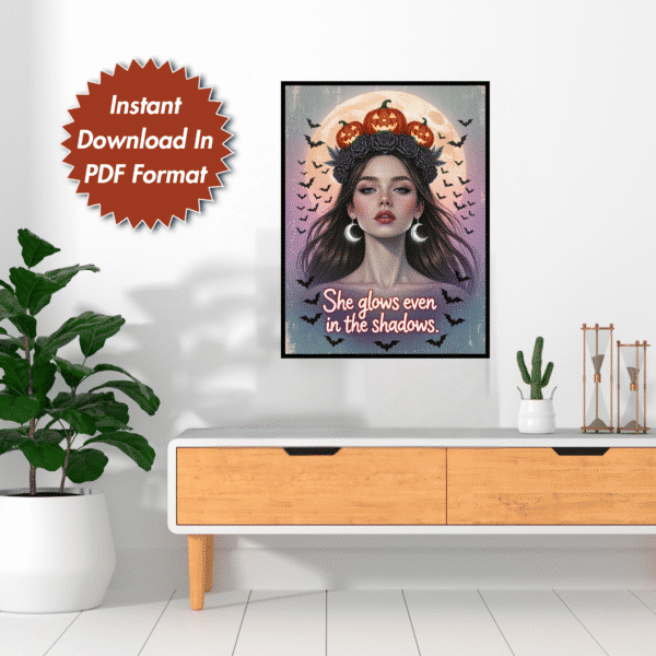 She Glows Even in the Shadows Printable Wall Art, Digital Downloads