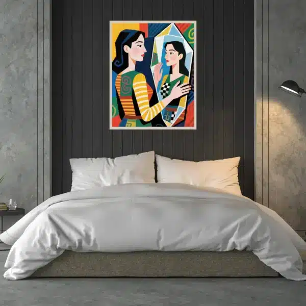 Lady in Front of Mirror Printable Wall Art for Home, Digital Downloads