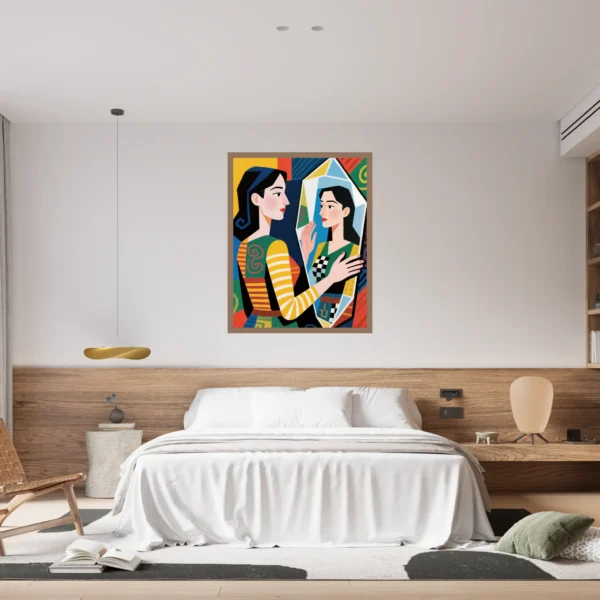 Lady in Front of Mirror Printable Wall Art for Home, Digital Downloads