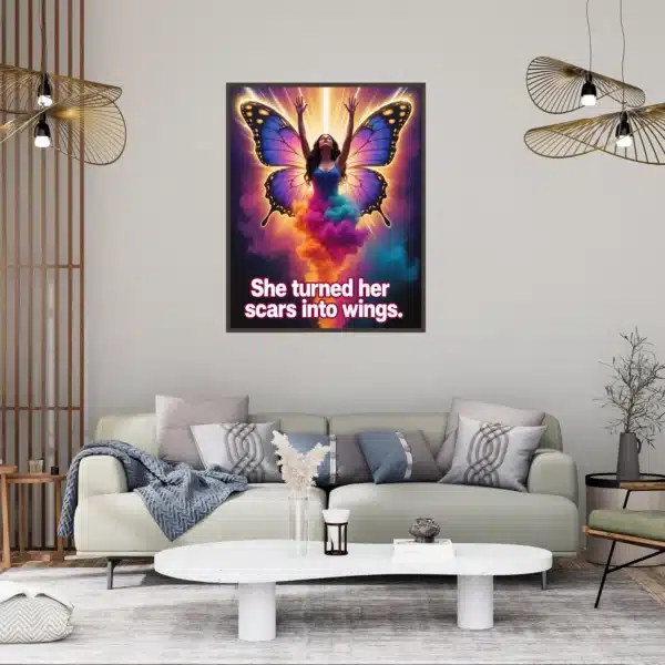 She Turned Her Scars Into Wings Printable Wall Art for Home, Office, Digital Downloads