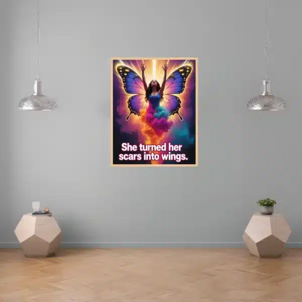 She Turned Her Scars Into Wings Printable Wall Art for Home, Office, Digital Downloads
