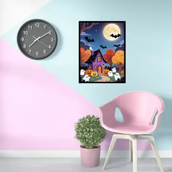 Creepy Halloween Scene Printable Wall Art for Halloween Festival, Digital Downloads