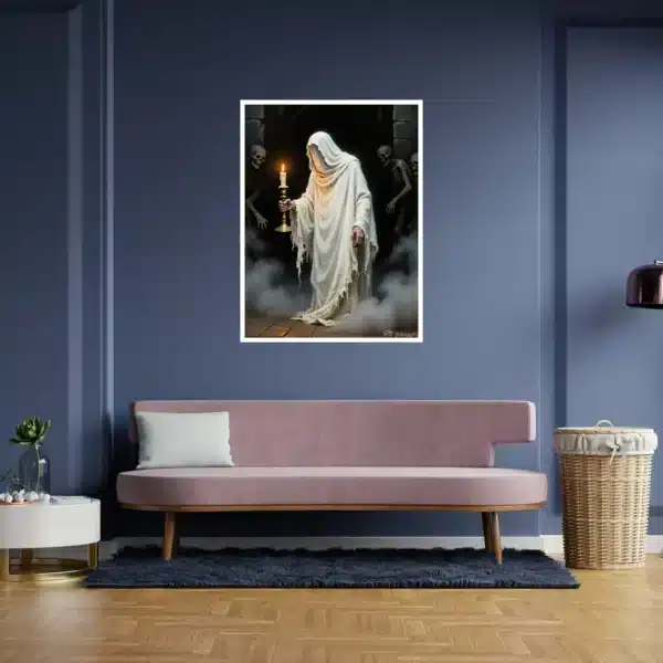 Ghost on Halloween Night Printable Wall Art for Halloween Festival, Digital Downloads