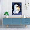 Cute Ghost on Halloween Night Wall Art Poster for Halloween Festival, Digital Downloads