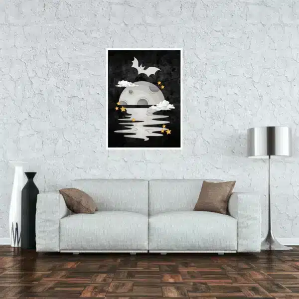 Moon on Halloween Night Wall Art Poster for Halloween Festival | Digital Downloads