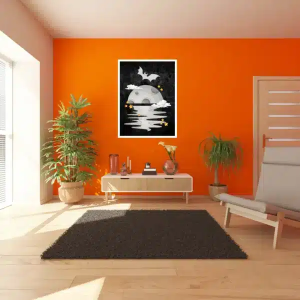 Moon on Halloween Night Wall Art Poster for Halloween Festival | Digital Downloads