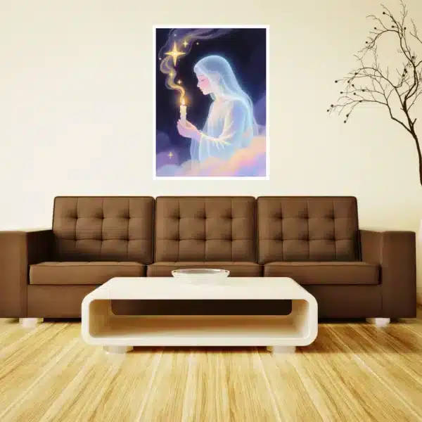 Lady With Candle Wall Art Poster for Home and Office | Digital Downloads