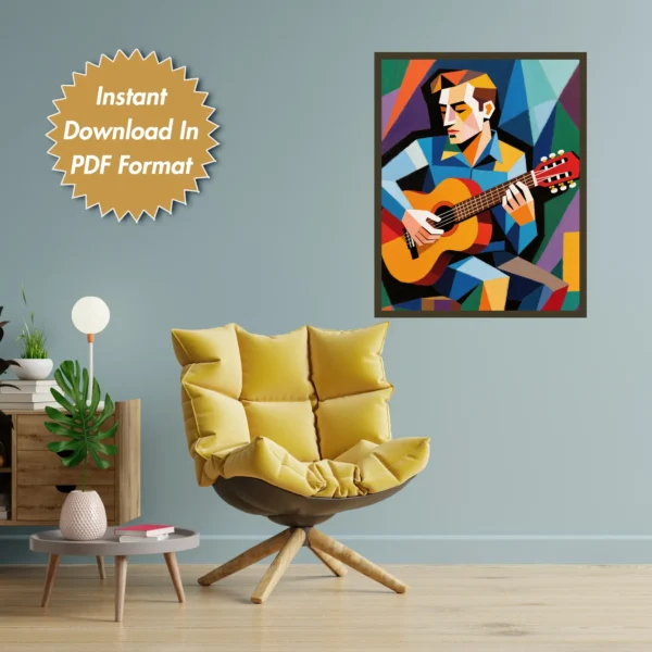 Men With Guitar Printable Wall Art for Home, Office, Digital Downloads