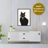 Black Cat Printable Wall Art for Halloween Festival, Digital Downloads