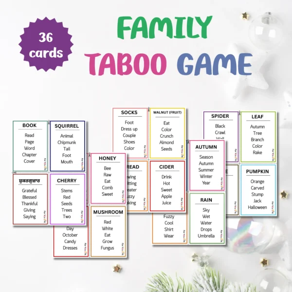 Family Taboo Game Printable Cards | Digital Downloads | Printable PDF Download