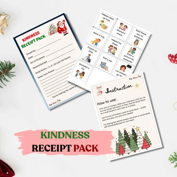 Kindness Receipt Printable Cards Game for Christmas Festival | Digital Downloads | Printable PDF Download