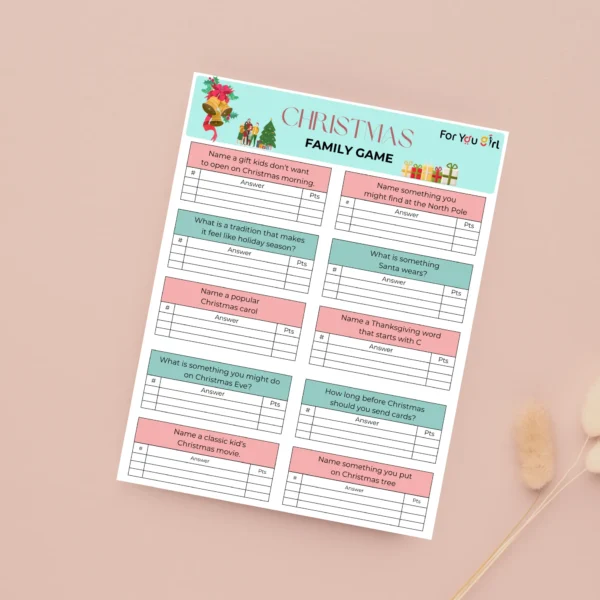 Family Game in Printable PDF Format for Christmas Festival | Digital Downloads | Printable PDF Download