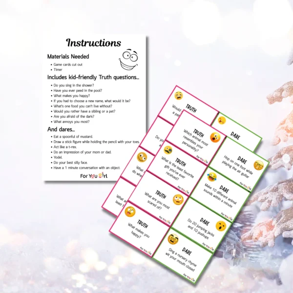 Truth & Dare Printable Game for Christmas Festival | Digital Downloads | Printable PDF Download