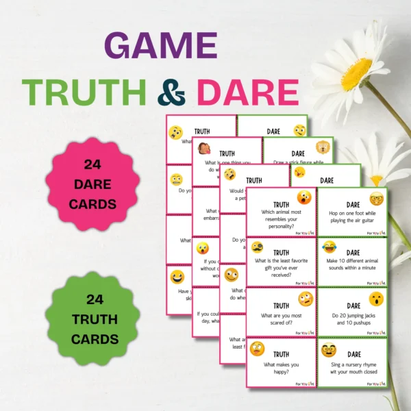 Truth & Dare Printable Game for Christmas Festival | Digital Downloads | Printable PDF Download