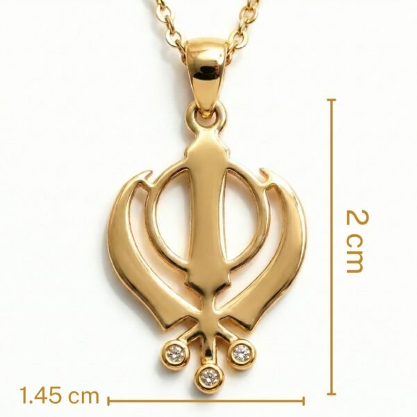 18K Gold Plated Khanda Pendant Necklace | Adjustable 48cm Chain | Sikh Spiritual Jewelry