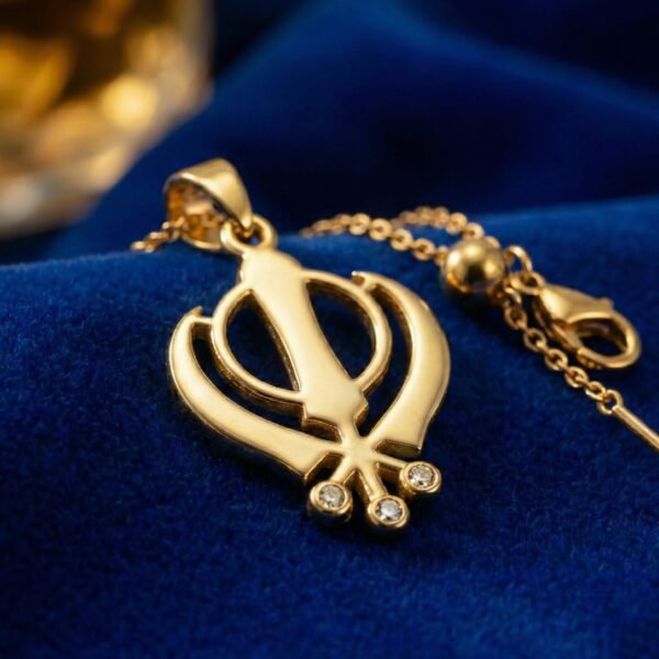18K Gold Plated Khanda Pendant Necklace | Adjustable 48cm Chain | Sikh Spiritual Jewelry