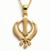 18K Gold Plated Khanda Pendant Necklace | Adjustable 48cm Chain | Sikh Spiritual Jewelry