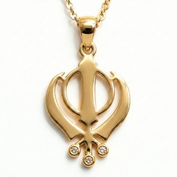 18K Gold Plated Khanda Pendant Necklace | Adjustable 48cm Chain | Sikh Spiritual Jewelry